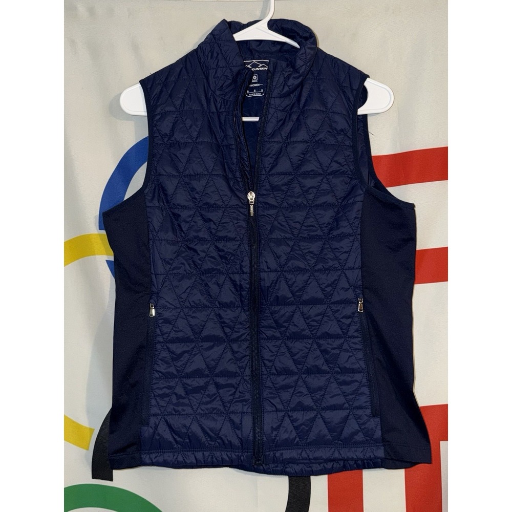 Sun Mountain Quilted Vest Womens Small Navy Blue Full Zip Golf